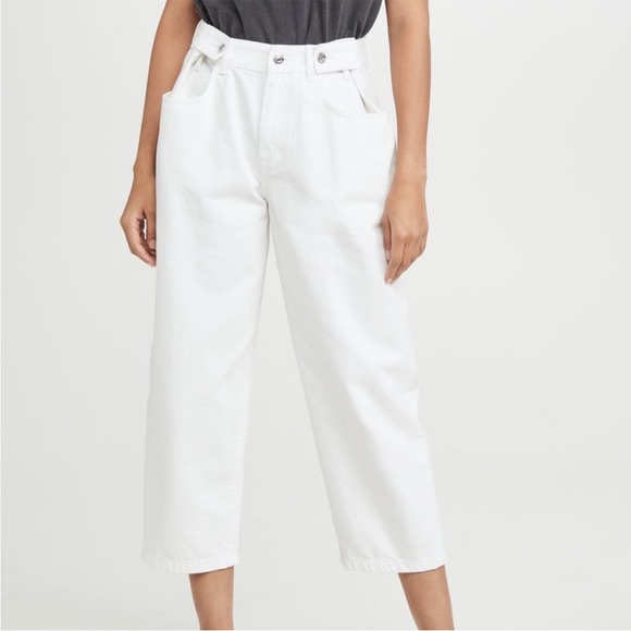 EDWIN Maiia high rise wide leg white crop jeans trouser pants adjustable waist - Picture 8 of 11